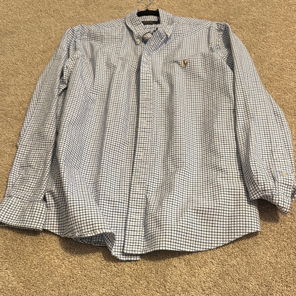 Ralph Lauren Blue and Black Casual Button Down Shirt
